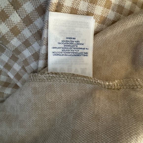 Lands' End NWT Knit Gingham Blazer Tan and White XL - Picture 6 of 8
